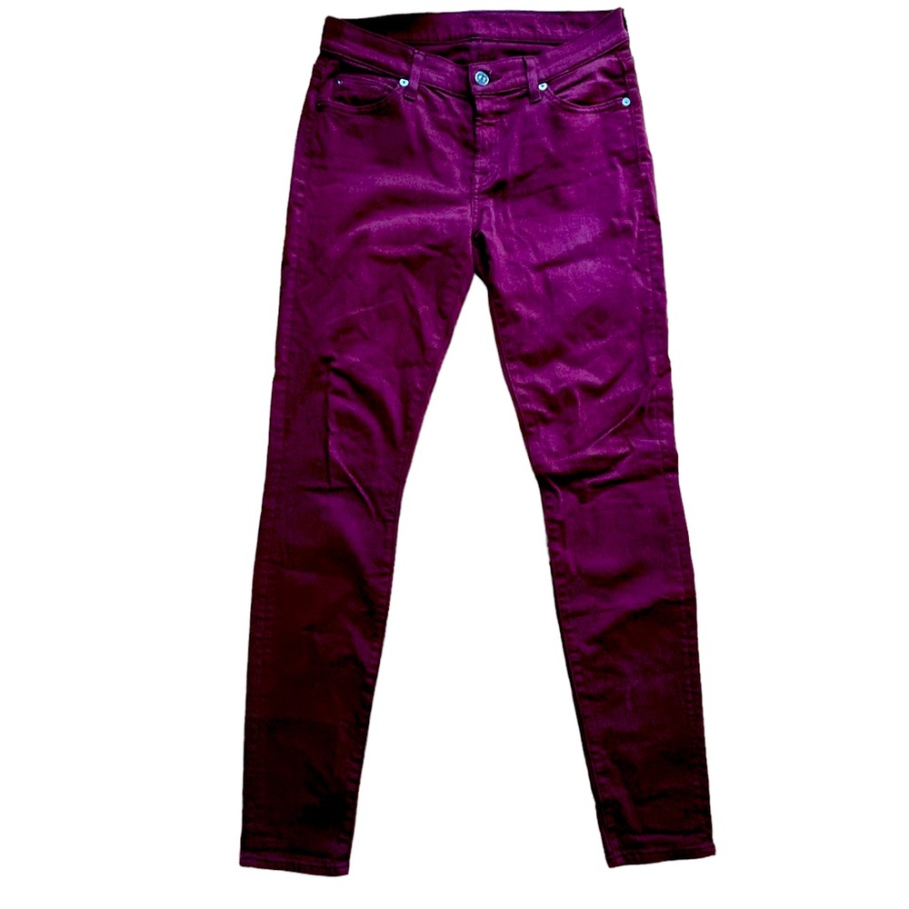 🎉 7 For All Mankind Burgundy Mid-Rise Skinny Jeans • 28